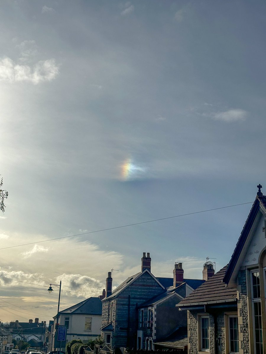 Spotted in Penadth. 🌈 
Apparently this fragment of rainbow in the sky is called a Sun Dogs