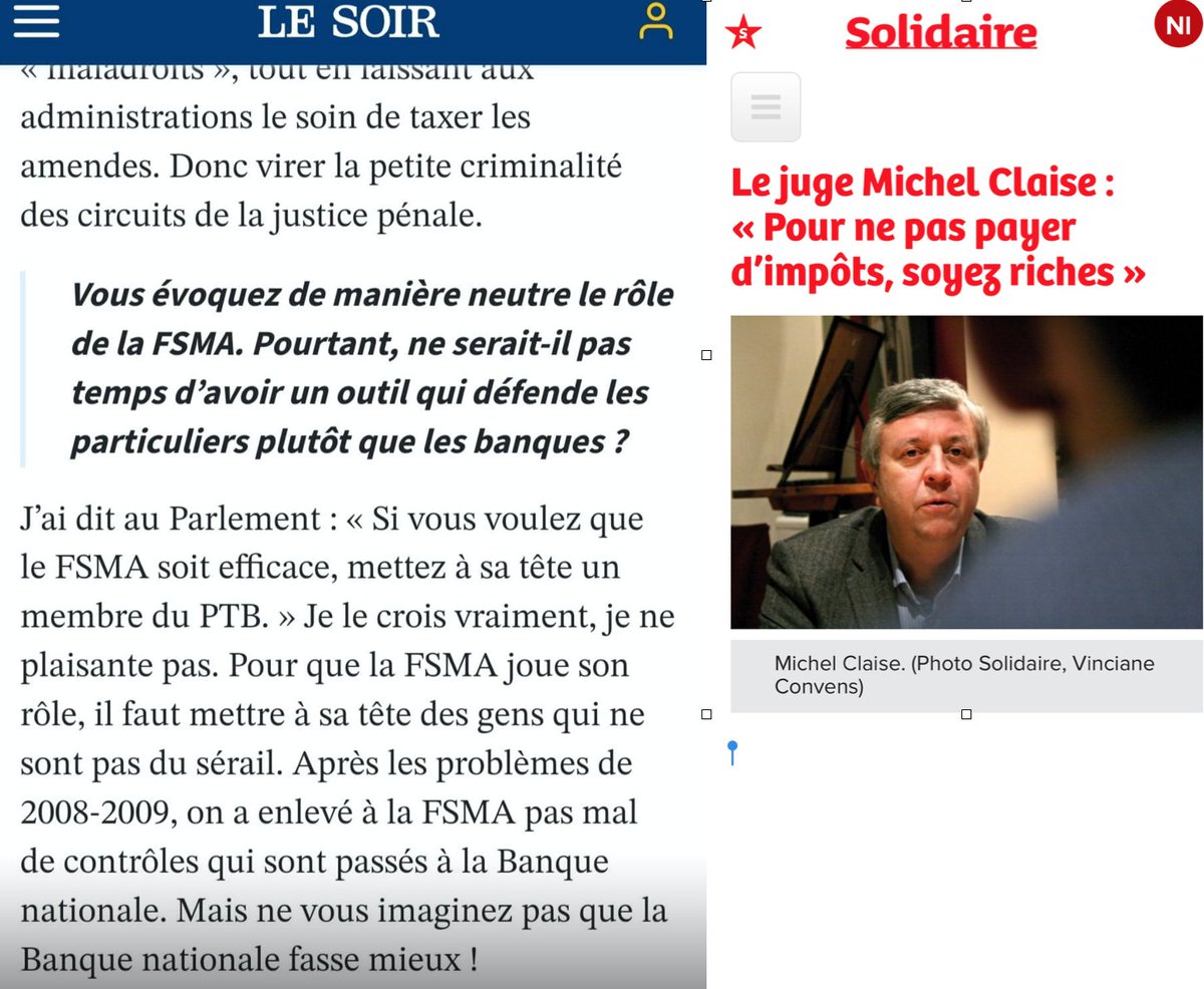 michelhenrion's tweet image. #PlaisirDesArchives: lorsque Michel Claise, dans @lesoir, proposait, "sans plaisanter, de placer un membre du #PTB à la tête de la FMSA" (et donnait des interviews à #Solidaire, le media du PTB). On est loin du "risque de ségrégationnisme" (rien que ça) désormais évoqué