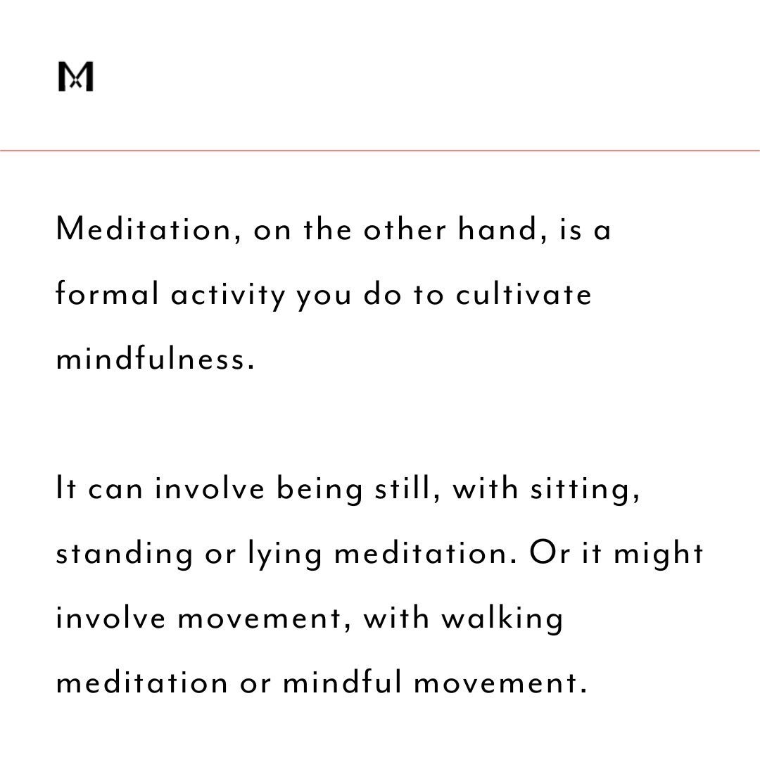 What's the difference between mindfulness and meditation? ➡️ 

Learn more about #Mindfulness by visiting our website - londonmindful.com/about-mindfuln…