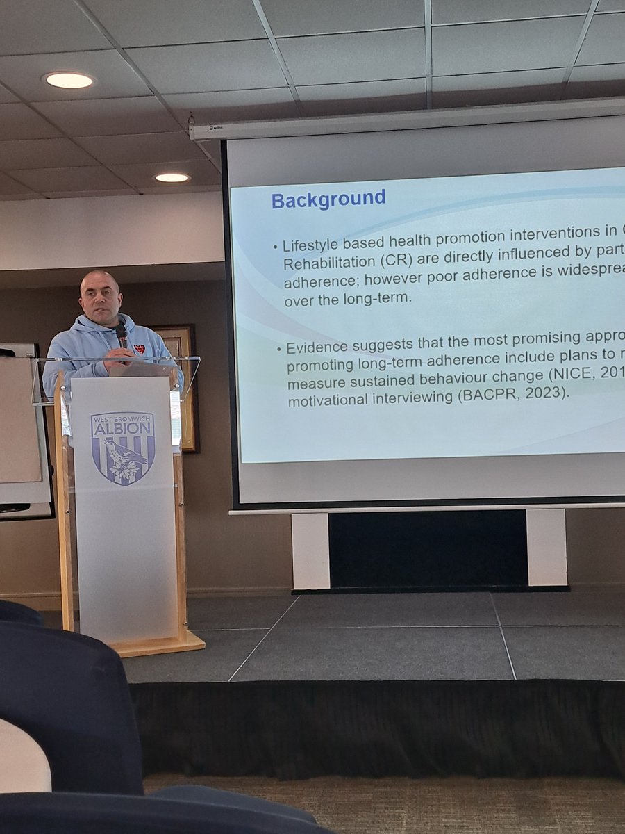 Chris Scordis, Clinical Exercise Physiologist at RWT, at the Celebration of Research event at The Hawthorns today. Chris presented his findings on monitoring long-term outcomes for patients adhering to supervised phase 4 exercise rehabilitation. #BlackCountryRseearch