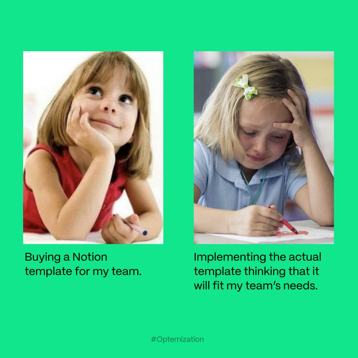 optemization's tweet image. That moment you realize the 'perfect template' needs a PhD in customization 🤨
Who else knows this struggle? 👀
#NotionTWT #NotionTemplate