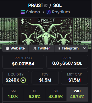 gem_detecter's tweet photo. Bring $PRAIST back from the hell.
Bring $PRAIST to beside $GOAT.

You do not believe it because you didn't check what the dev is building.

This is my new $BULLY. https://t.co/9bOP4TSHOV
