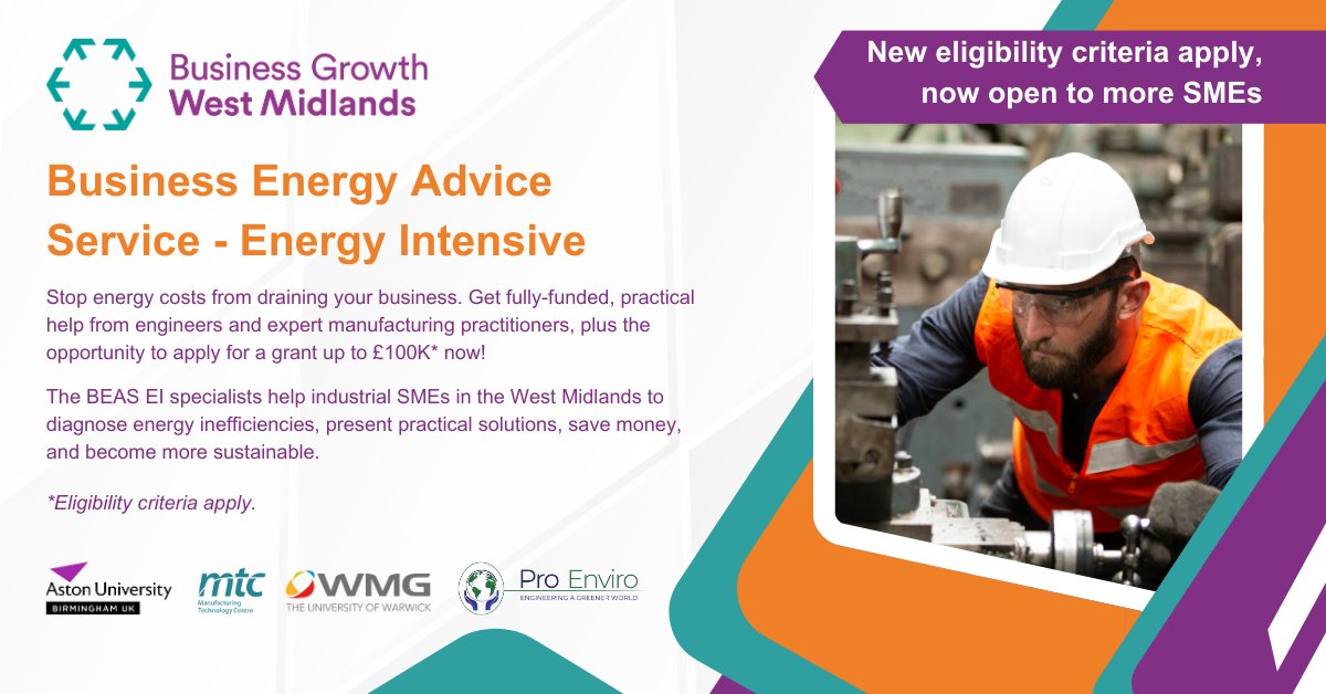CW Growth Hub (@cw_growthhub) on Twitter photo 🌟West Midlands manufacturers: Struggling with energy costs? BEAS EI offers free expert help and grants up to £100K to cut expenses and boost sustainability. Apply NOW👉 ow.ly/22MT50U68iF
<a href="/AstonUniversity/">Aston University</a> <a href="/the_MTC_org/">The MTC</a> <a href="/WestMids_CA/">West Midlands Combined Authority</a> <a href="/ProEnviroLtd/">Pro Enviro Ltd</a> <a href="/wmgwarwick/">WMG</a> @decarbprogramme 🌟West Midlands manufacturers: Struggling with energy costs? BEAS EI offers free expert help and grants up to £100K to cut expenses and boost sustainability. Apply NOW👉 ow.ly/22MT50U68iF
<a href="/AstonUniversity/">Aston University</a> <a href="/the_MTC_org/">The MTC</a> <a href="/WestMids_CA/">West Midlands Combined Authority</a> <a href="/ProEnviroLtd/">Pro Enviro Ltd</a> <a href="/wmgwarwick/">WMG</a> @decarbprogramme