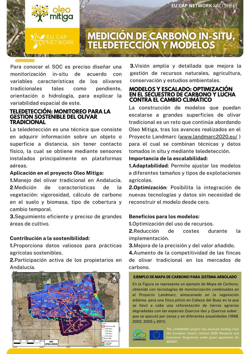 Oleo_mitiga's tweet image. 🌿 📝 Nuevo #FactSheet disponible: Modelos de #Medición de #Carbono basados en técnicas combinadas In-Situ y #Teledetección 🌿
Conoce cómo los modelos de medición de carbono basados en técnicas innovadoras ponen en valor el #OlivarTradicional. (+)