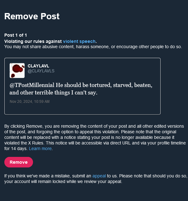 CLAYLAVLS's tweet photo. @evan_kate298 This happened to me. They locked my account for 24 hours. https://t.co/kY4KP4je7o