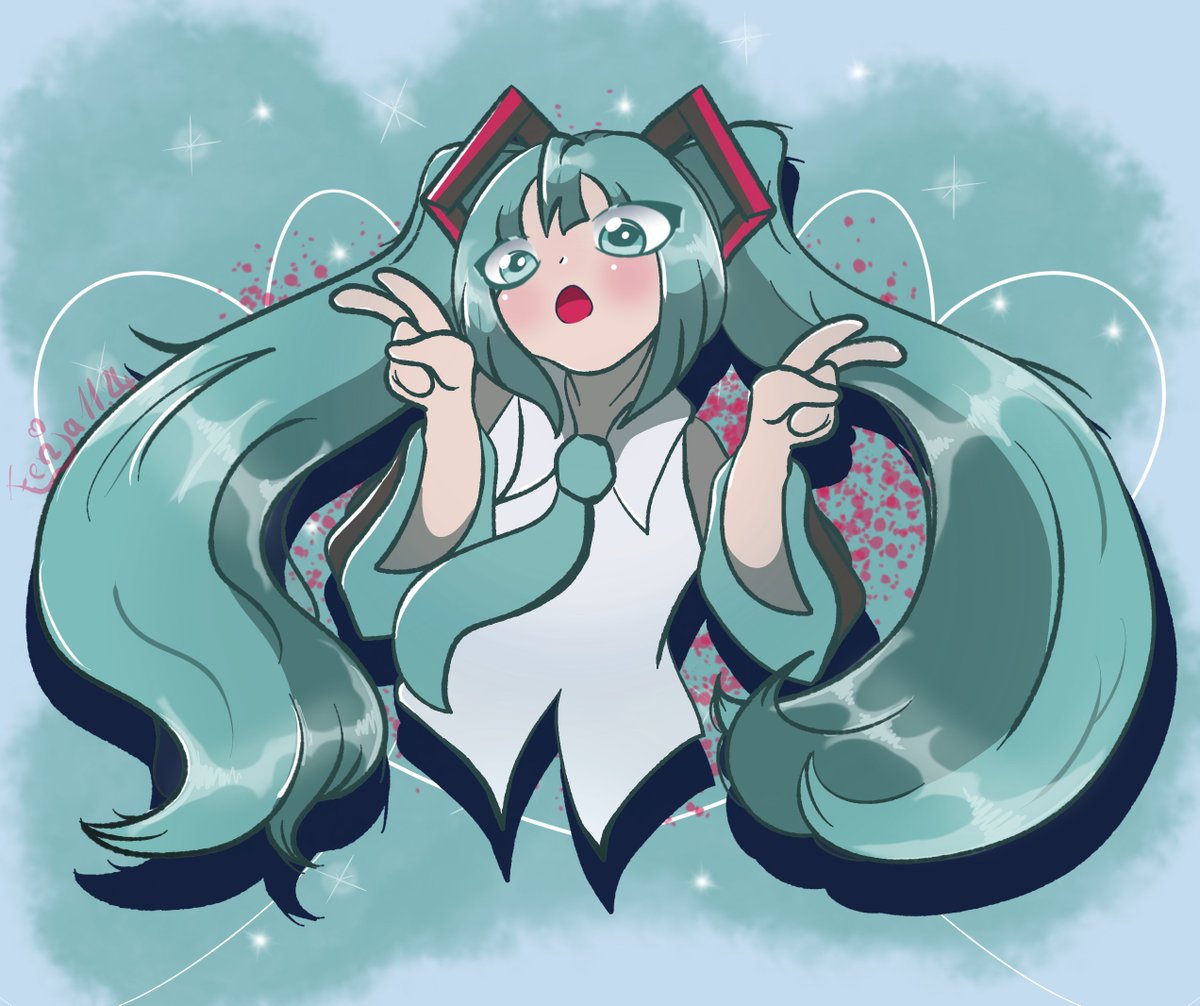 fenja_maus's tweet photo. Saw the recent  Miku AI Drama and remembered that I wanted to draw her at one point. So here she is! Not perfect but at least it's Real Art c:

#miku #HatsuneMiku #fanart #noai https://t.co/iRGg1DVwU9