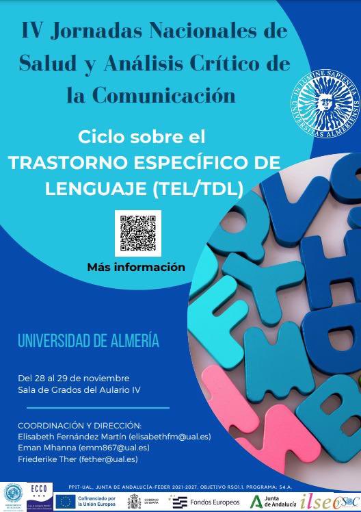 Elisabeth_FM's tweet photo. Durante las tardes del 28 y 29 de noviembre, hablaremos sobre el #TEL en @ualmeria. Asistencia libre hasta completar aforo. ¡No te lo puedes perder! #TDL #SoyUAL #UALinclusiva #UALdivulga #NEE @humanidadesual @humanistasual @ualestudiantes https://t.co/eDl3oiqj9b