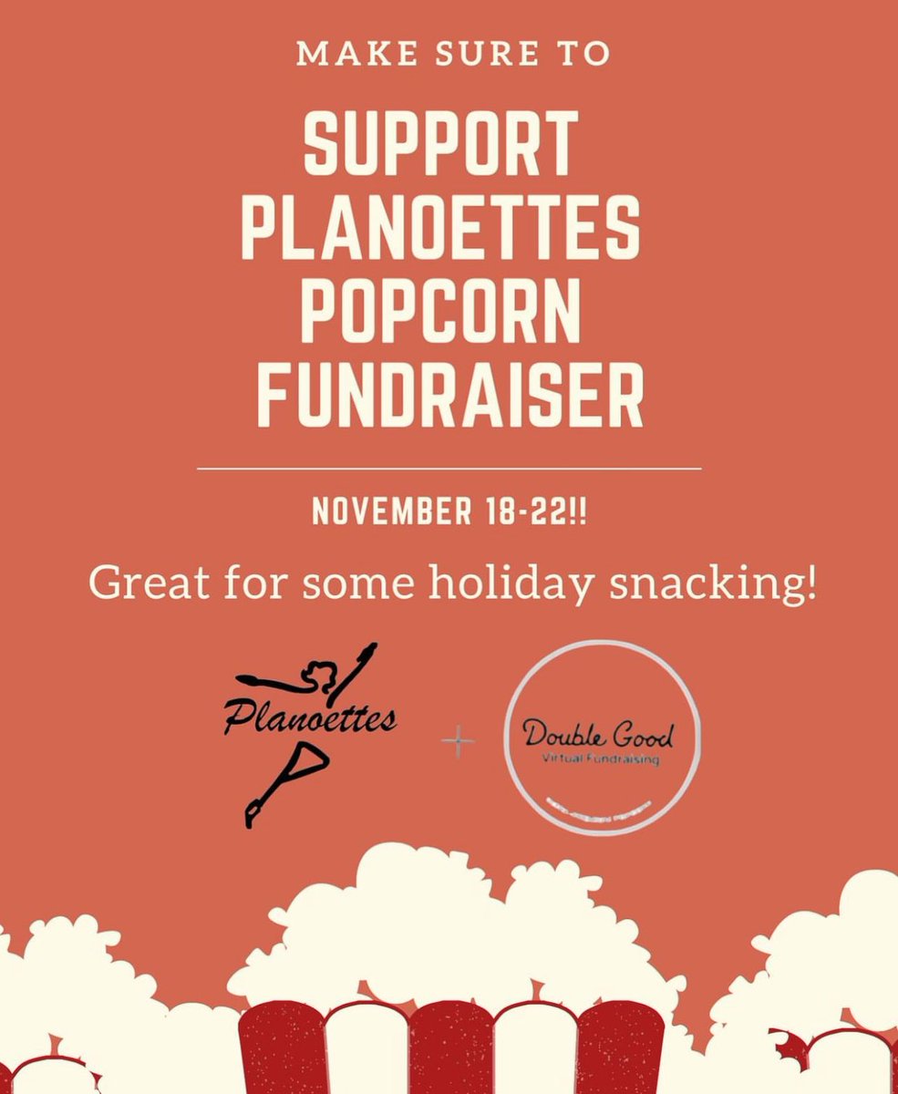 Support the Planoettes Popcorn Fundraiser—only 2 days left! 🍿🎉 Perfect for holiday snacking. Shop now and help us reach our goal! Ends Nov 22. #Planoettes #Fundraiser #HolidaySnacks