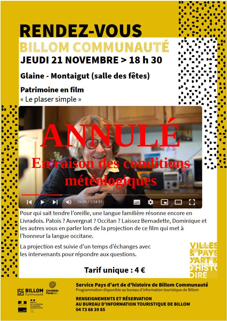 BillomCo's tweet photo. [Annulation] Nous sommes au regret d'annuler la soirée de projection du film-documentaire " Le plaser simple ], en raison des conditions météorologiques.
Une date de reportée sera proposée dans les jours à venir. https://t.co/PH61dGF7Iu