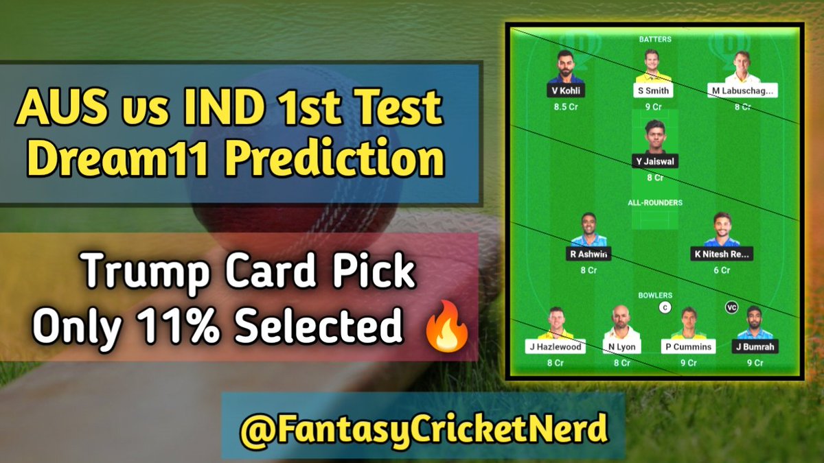 CricNerdDhruv's tweet photo. AUS vs IND Test Match Analysis
- Detailed Pitch Report
- Trump Card Picks
- Dream11 Prediction 

https://t.co/AeGWpuW3E4
https://t.co/AeGWpuW3E4

Do Like &amp; Share The Video!!

#BGT2024 #INDvsAUS #AUSvsIND #Cricket https://t.co/Odb4fWNo0p