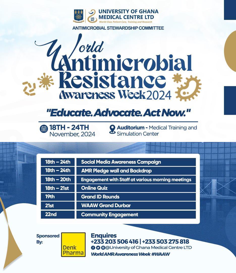 For anyone in #Accra interested in #WAAW2024 activities my phenomenal partners <a href="/ugmedicalcentre/">University of Ghana Medical Centre LTD (UGMC)</a> have a lot for you! #AMR