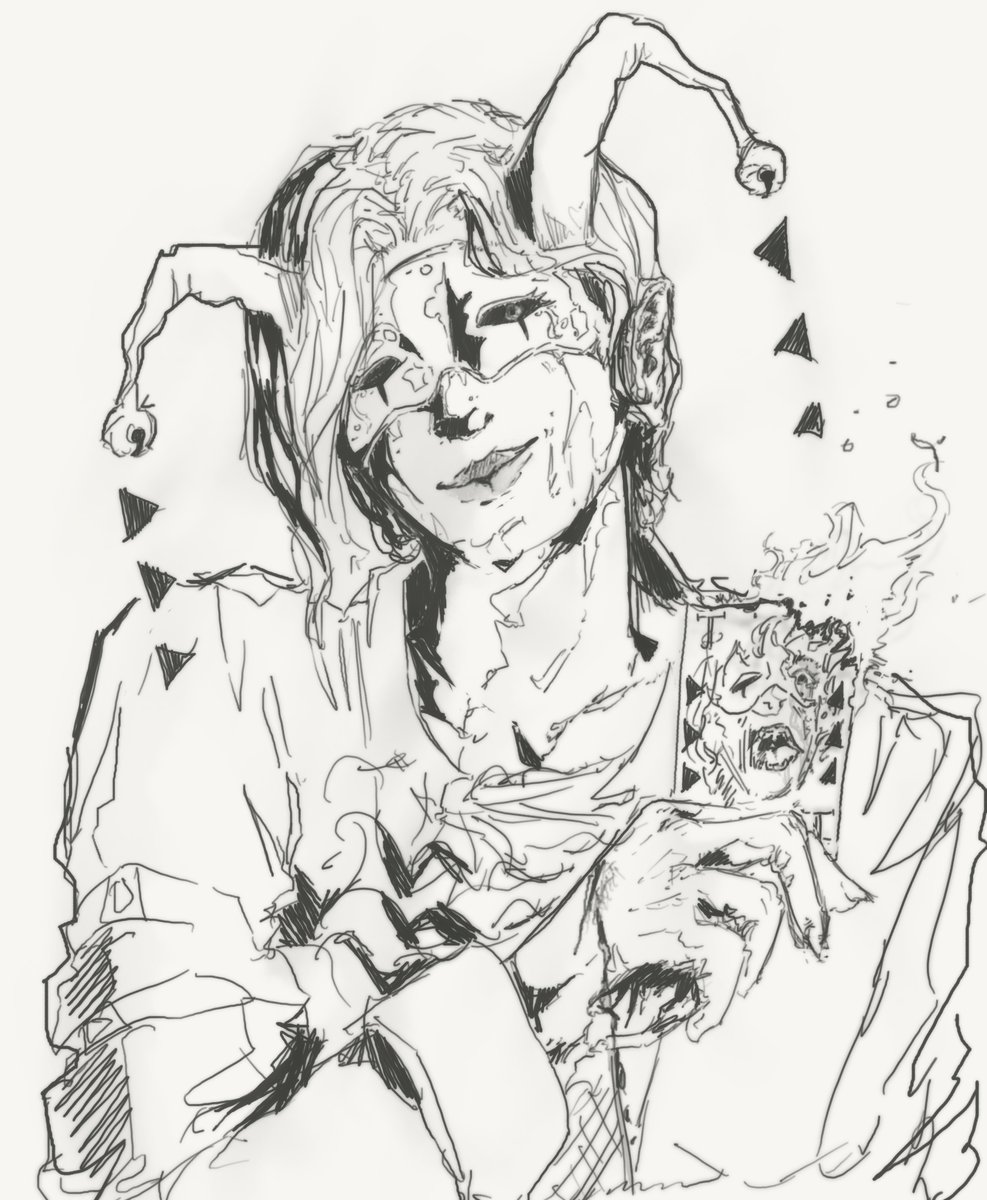 Herbal_Chai_Tea's tweet photo. To the jester fate is not held in but one card, for there are two jokers in a deck 
.
.
.
#イラスト #sketch #art #illustration #낙서 #스케치북 #fantasy #art #clowncore https://t.co/VisSGnZvjA