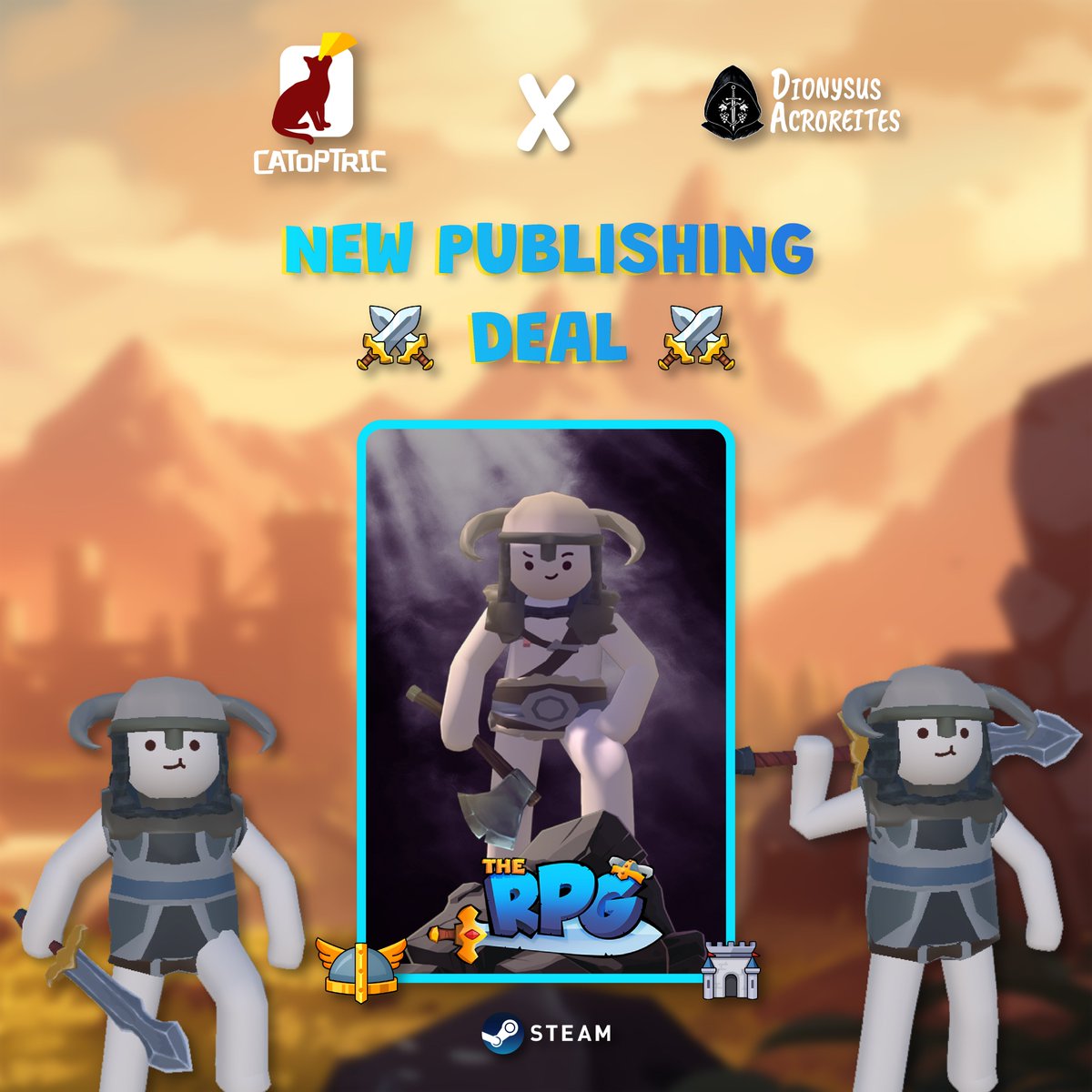 Catoptric Games is partnering with Dionysus Acroreites to bring you The RPG! 🛡️✨

It’s a cozy and funny take on open-world adventures inspired by Skyrim, but smaller, sillier, and full of surprises. 

Explore crazy dungeons, laugh at clever jokes, and make choices that truly