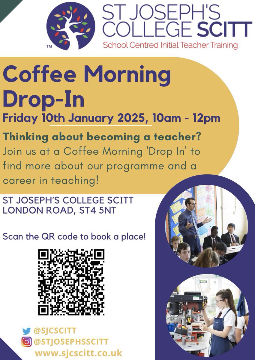 2025 Applications are open!

Come along to our recruitment event on Friday 10th January💫

Book a place: docs.google.com/forms/d/e/1FAI… 

#traintoteach #getintoteaching