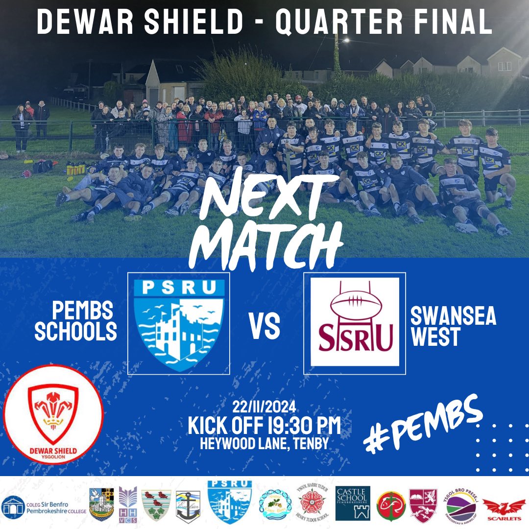 Pembrokeshire Schools Rugby (@pembsschools) on Twitter photo ๐ฅ ๐
๐๐๐๐๐ ๐๐๐๐๐ ๐๐๐๐๐๐ ๐ฅ
Tomorrow night we host <a href="/U15SSRU/">Swansea Schools Rugby</a> west in the <a href="/dewar_shield/">Dewar Shield</a>.
๐ - 1/4 Final of the Dewar Shield.
๐๏ธ - Heywood Lane, Tenby.
โฐ - 19:30pm kick off.
๐๏ธ - 22/11/2024.
Referee - Joseff Rees.
#pembs ๐ฅ ๐
๐๐๐๐๐ ๐๐๐๐๐ ๐๐๐๐๐๐ ๐ฅ
Tomorrow night we host <a href="/U15SSRU/">Swansea Schools Rugby</a> west in the <a href="/dewar_shield/">Dewar Shield</a>.
๐ - 1/4 Final of the Dewar Shield.
๐๏ธ - Heywood Lane, Tenby.
โฐ - 19:30pm kick off.
๐๏ธ - 22/11/2024.
Referee - Joseff Rees.
#pembs
