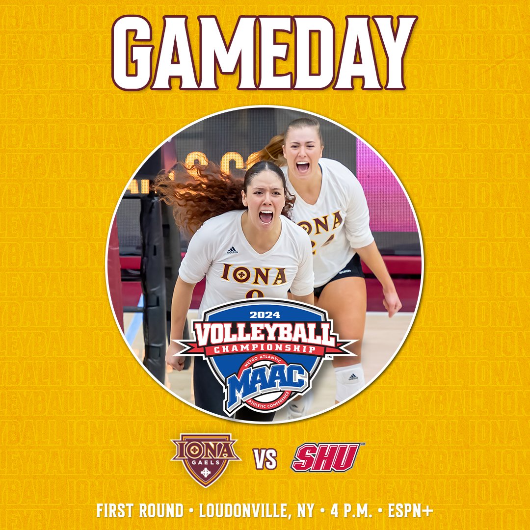 𝐆𝐀𝐌𝐄𝐃𝐀𝐘: MAAC Championship. First Round. Let's get it.

🆚: Sacred Heart
⏰: 4:00 p.m.
📍: Loudonville, NY
📊: ionagaels.com/livestats
📺: ESPN +

#GaelNation #MAACVB