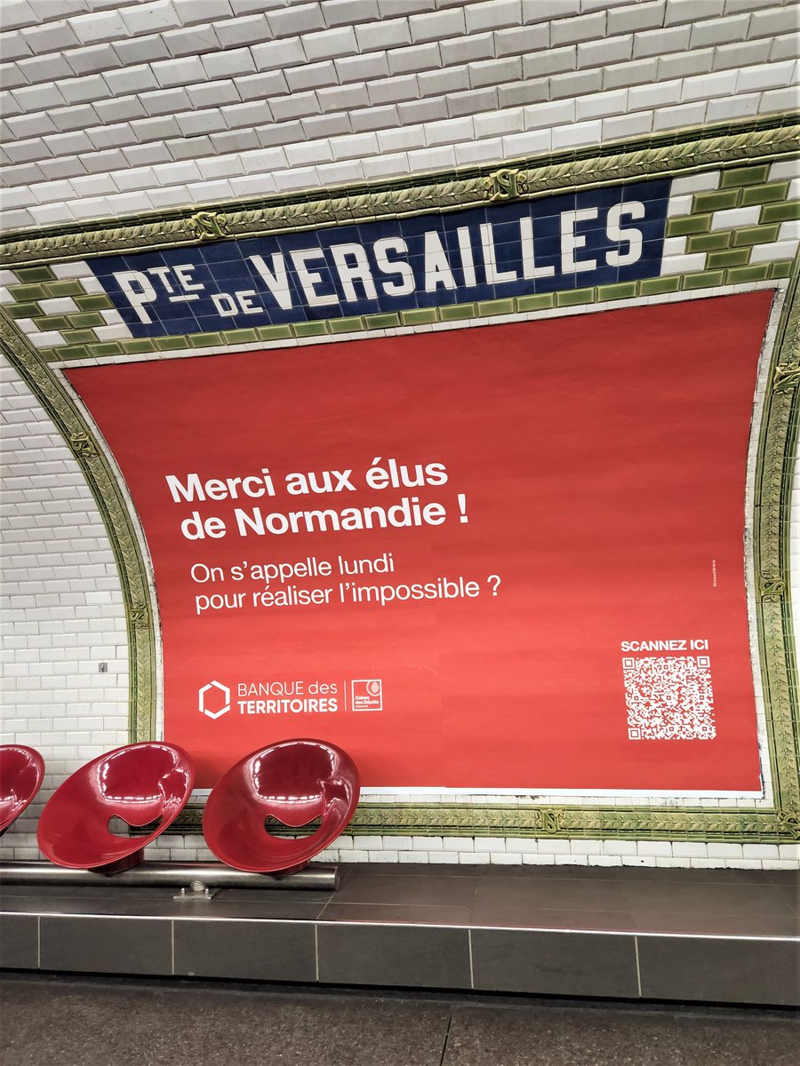 Rien n'est impossible !
Dernier jour du <a href="/salondesmaires/">Salon des Maires et des Collectivités</a> et de la campagne d'affichage <a href="/BanqueDesTerr/">Banque des Territoires</a>, dans la station de métro Porte de Versailles.
Une belle opération qui valorise le projet de réaménagement de la Place du 6 juin porté par la commune de Langrune-sur-Mer ☀ 🌊 .