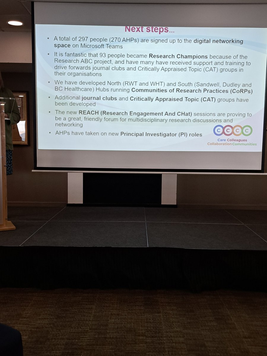 Dr Ali Aries, Allied Health Professionals Research Lead at RWT, also presented at the Black Country Celebration of Research event. Dr Aries looked at building capacity across the Black Country through the Research ABC Project. #BlackCountryResearch