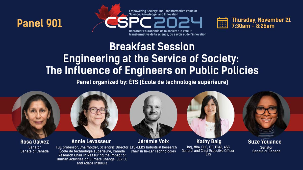 École de technologie supérieure (@etsmtl) on Twitter photo This morning, <a href="/etsmtl/">École de technologie supérieure</a> is holding a panel entitled: Engineering at the Service of Society: The Influence of Engineers on Public Policies at the #CSPC2024.
#sciencepolicy #InnovationÉTS This morning, <a href="/etsmtl/">École de technologie supérieure</a> is holding a panel entitled: Engineering at the Service of Society: The Influence of Engineers on Public Policies at the #CSPC2024.
#sciencepolicy #InnovationÉTS