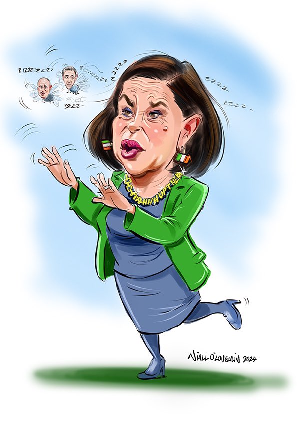 Next up in my Election caricatures is Mary Lou McDonald. And before you start giving me s**t that I was too nice etc, I do have a soft spot her and how she handles herself in debates. #LeadersDebate #MaryLouMcDonald #SinnFein #MicheàlMartin #SimonHarris #Ge24 #TheBigInterview