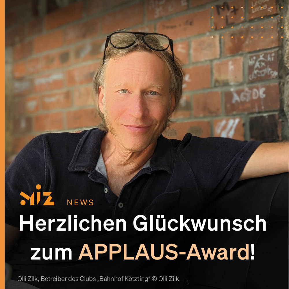 Im miz-Fokus „Kulturort Musikclub“ erzählte Olli Zilk, Betreiber des „Bahnhof Kötzting“, von den Herausforderungen, Livemusik im ländl. Bayern zu organisieren. Sein Club wurde nun mit dem Preis „Beste Livemusikspielstätte“ beim APPLAUS-Award ausgezeichnet.
miz.org/de/interviews/…