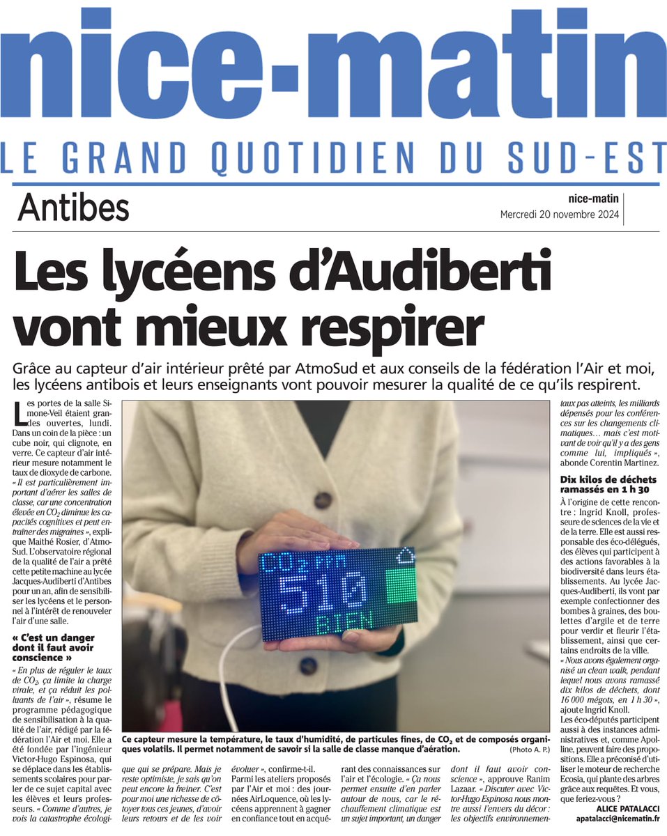 Merci <a href="/NM_Antibes/">Nice-Matin Antibes</a> 
Un projet choisi par les éco délégués et leur référente <a href="/IngridKnoll1/">Ingrid Knoll</a> 
<a href="/AcNiceSVT/">SVT académie de Nice</a>
