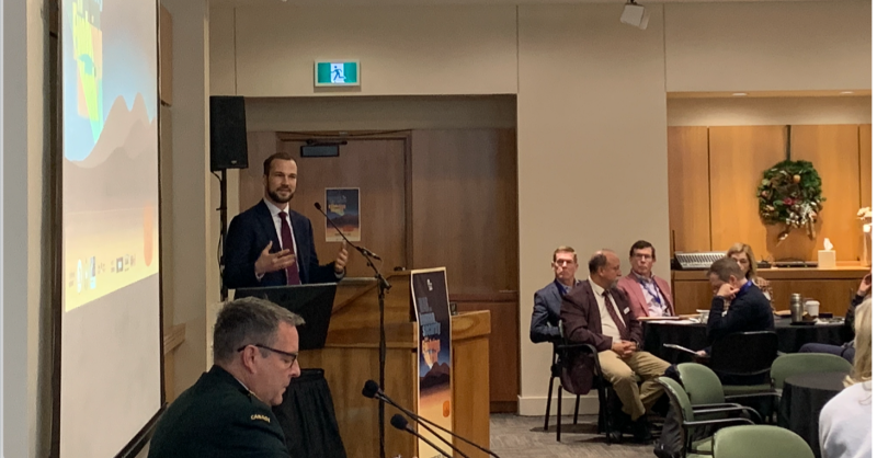 TheKCIS's tweet photo. #KCIS2024 | The second day of the annual #KCIS conference has officially started with an opening keynote address given by @tpildegovics and moderated by Tod Strickland. Together, they set the stage for a great day of discussion about key considerations relating to human security. https://t.co/60PcTDDDza