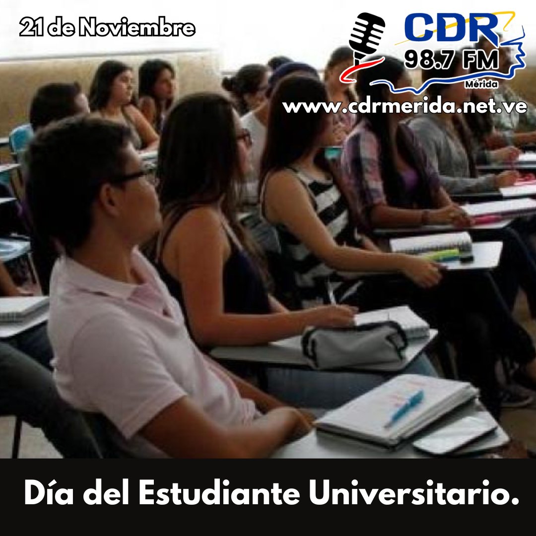 #21Nov del año 1958 en conmemoración de la gesta cumplida en varias universidades, particularmente en la Universidad Central de Venezuela, por la huelga que habían promovido estudiantes en contra del Régimen dictatorial de Marcos Pérez Jiménez.
#cdr987fm
