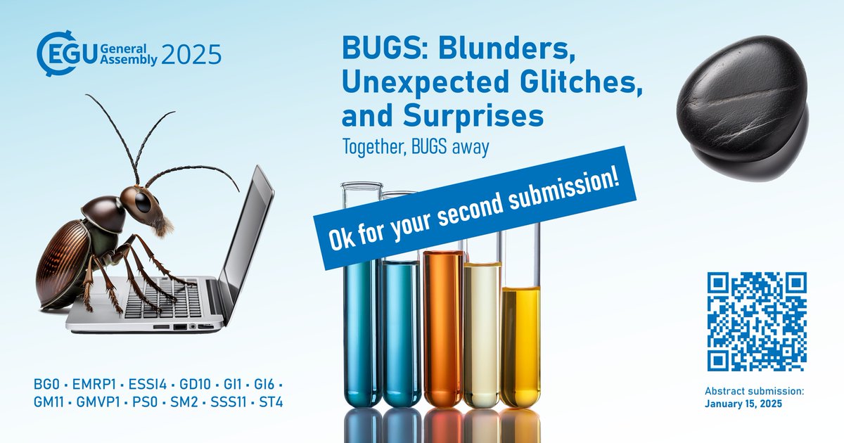 Dear all the geoscientists, please consider asubmission to BUGS session for EGU2025! Run by three cheerful early career scientists (ECSs) and two we-believe-we-are-still-young non-ECSs You can even submit your second abstract before you start writing your first abstract ;-)