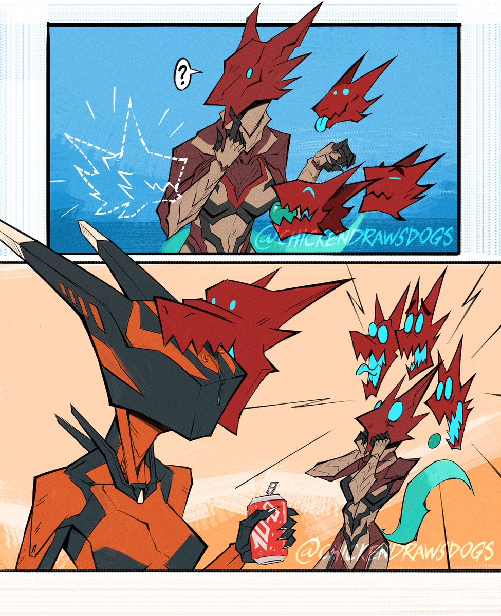ChickenDraws's tweet image. How would you caption this? 🤣 #warframefanart @PlayWarframe #voruna #valkyr