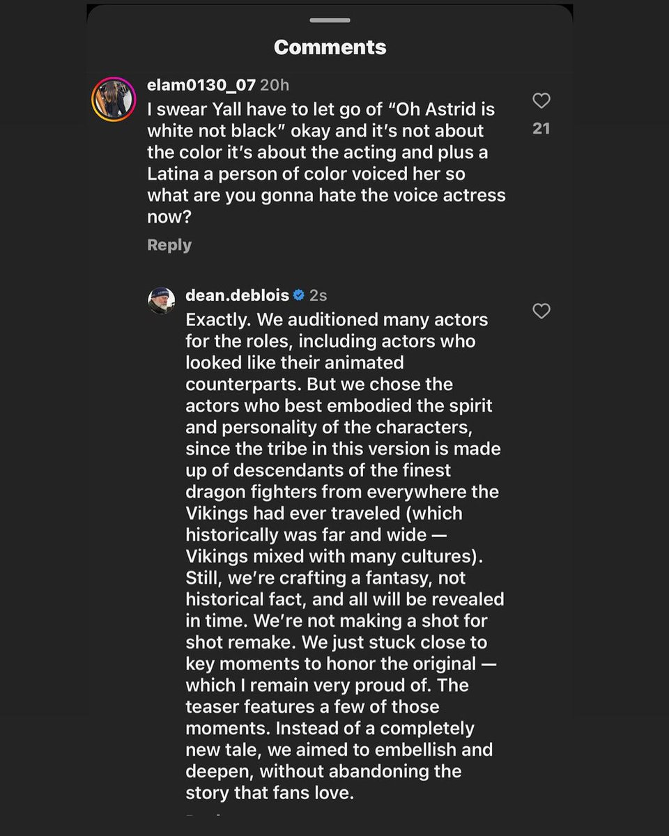 httydbrasil's tweet photo. ⚔️🐉 PAI! Dean DeBlois (diretor) se pronuncia após ataques RACISTAS contra Nico Parker (Astrid):

"Fizemos testes com muitos atores para os papéis, incluindo aqueles que se pareciam fisicamente com os personagens da animação. Porém, escolhemos os que melhor capturaram o espírito e a personalidade dos personagens. Na nossa visão, a tribo agora é composta por descendentes dos melhores domadores de dragões de todas as regiões por onde os vikings viajaram (que historicamente, eram bastante diversificados e influenciados por várias culturas). Mesmo assim, estamos criando uma fantasia e não um registro histórico".