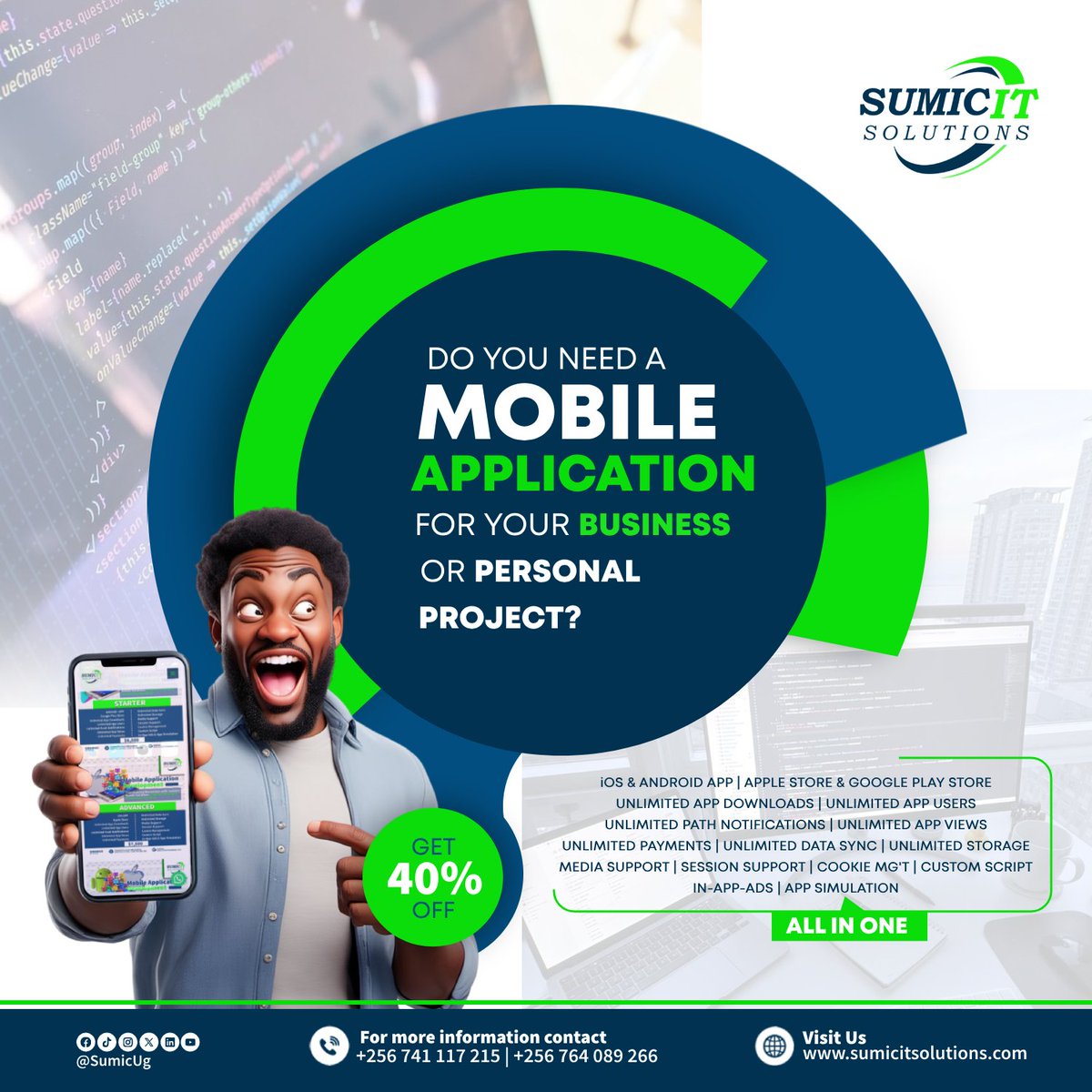 Muhindo Joseph (@muhijose) on Twitter photo We <a href="/SumicUg/">Sumic IT Solutions Ltd</a> develop the next-level Mobile Apps that drive engagement.
Beautifully designed and seamlessly developed. Your App Awaits!
Explore More:
#VisitSumic | #SumicITsolutions
Graphics By:
<a href="/MuhiJose/">Muhindo Joseph</a> We <a href="/SumicUg/">Sumic IT Solutions Ltd</a> develop the next-level Mobile Apps that drive engagement.
Beautifully designed and seamlessly developed. Your App Awaits!
Explore More:
#VisitSumic | #SumicITsolutions
Graphics By:
<a href="/MuhiJose/">Muhindo Joseph</a>