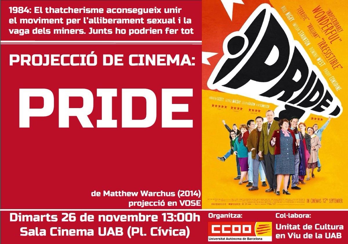 Al 1984, any de la gran vaga minera al Regne Unit, el moviment obrer rep un insospitat suport en forma d'un petit grup de gais i lesbianes. D'aquesta unitat tots dos col·lectius n'aprendran mútuament  i en multiplicaran forces per la lluita. El dimarts 26, un clàssic modern!