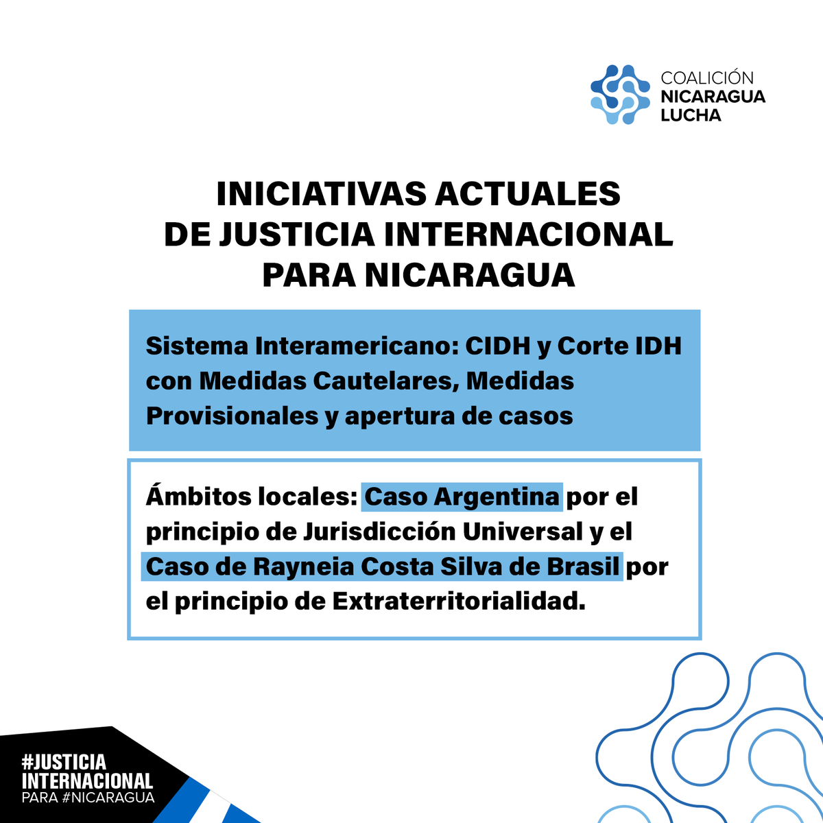 [#JusticiaInternacional para #Nicaragua]

¿De qué HABLAMOS cuando hablamos de #JurisdicciónUniversal para la obtención de justicia, reparación y rendición de cuentas sobre los crímenes de lesa humanidad cometidos en #Nicaragua?

🧐Conoce más 👇🏽