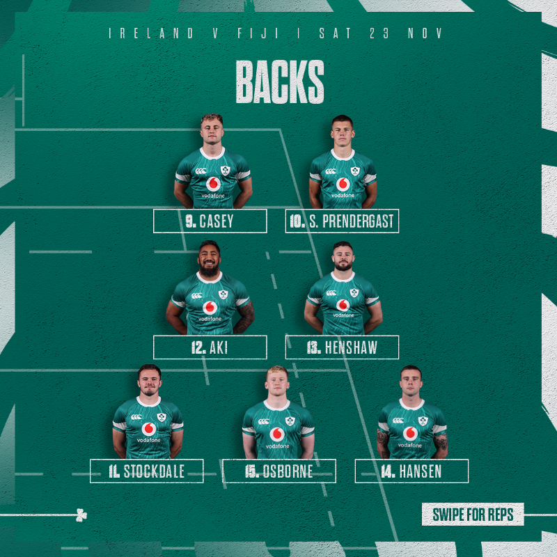 IrishRugby's tweet photo. Our line up to face Fiji at Aviva Stadium! 👊

#TeamOfUs