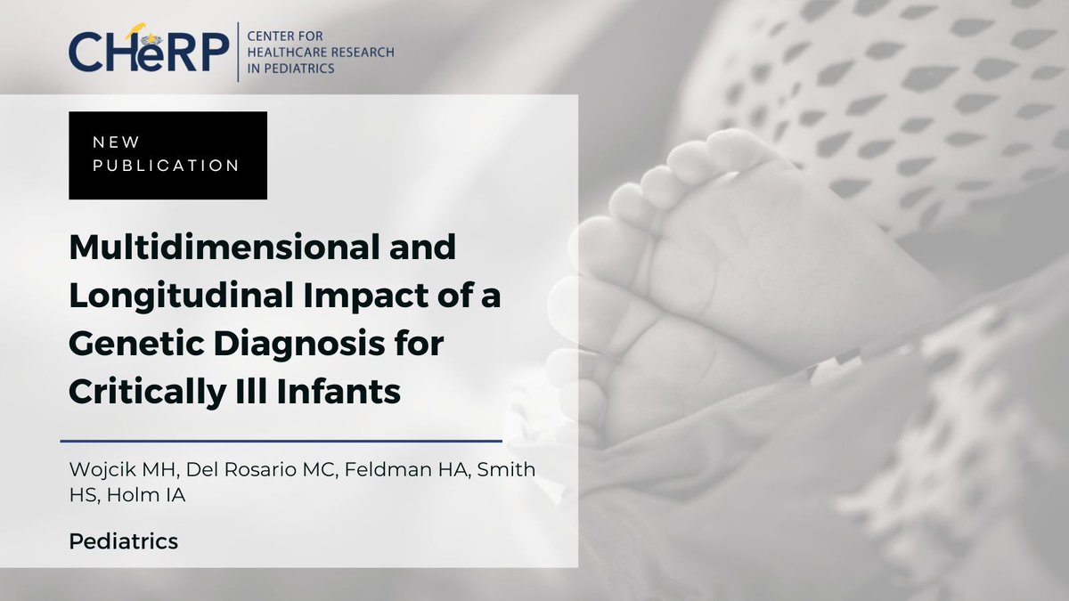 CHeRP (@cherp_dpm) on Twitter photo New article! <a href="/hadleyssmith/">Hadley Stevens Smith</a> and team's paper Multidimensional and Longitudinal Impact of a Genetic Diagnosis for Critically Ill Infants is featured in Pediatrics!
Read More Here: buff.ly/4fRcGnc New article! <a href="/hadleyssmith/">Hadley Stevens Smith</a> and team's paper Multidimensional and Longitudinal Impact of a Genetic Diagnosis for Critically Ill Infants is featured in Pediatrics!
Read More Here: buff.ly/4fRcGnc