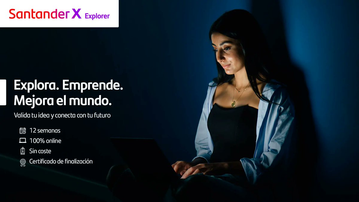 #SantanderXExplorer 2025 "Explora. Emprende. Mejora el mundo"
💡¿Tienes una idea de negocio?
Con Explorer, valida si puede convertirse en un proyecto rentable
12 semanas. ONLINE, compatible con estudio y trabajo
Inscríbete:app.santanderx.com/calls/explorer…
Más info:ubu.es/te-interesa/pr…
