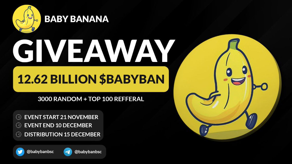 🔥 Baby Banana Airdrop Event

🎁 Total Airdrop Pool 12.6 Billion $BABYBAN

✅ Airdrop link
t.me/BabyBanAirdrop…

#Airdrops #Giveaway #crypto #airdropcrypto #airdrop #bitcoin