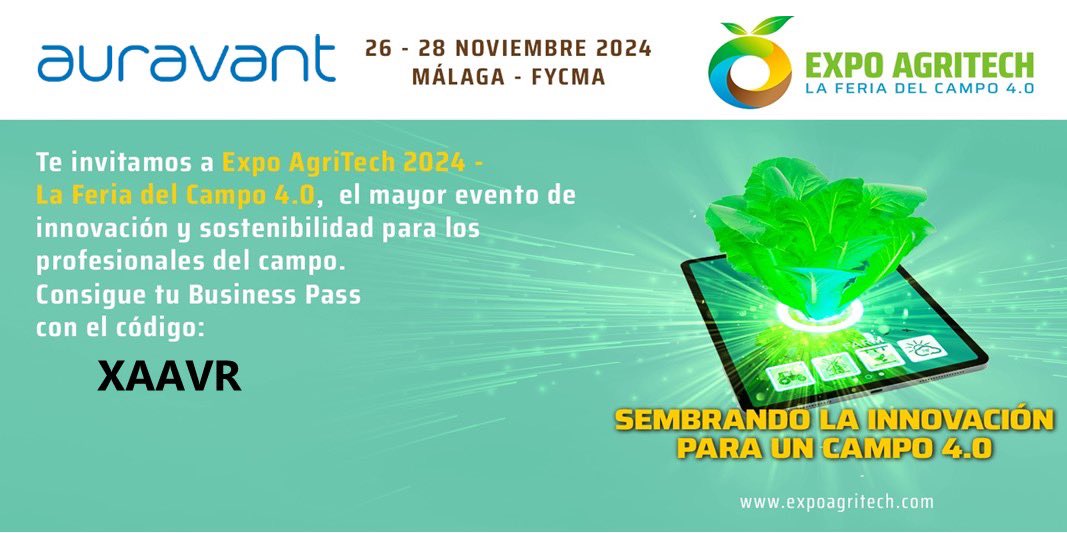 🌾🚀🌱¡Falta una semana para #ExpoAgriTech2024! 🌱

Nuestro CCO, <a href="/RodrigoJCarrizo/">Rodrigo J. Carrizo</a>, disertará en el Panel: Plataformas de Servicios AgTech integrados: Auravant como inteligencia cooperativa
📅 26/11 - 17:30

¡Os esperamos!