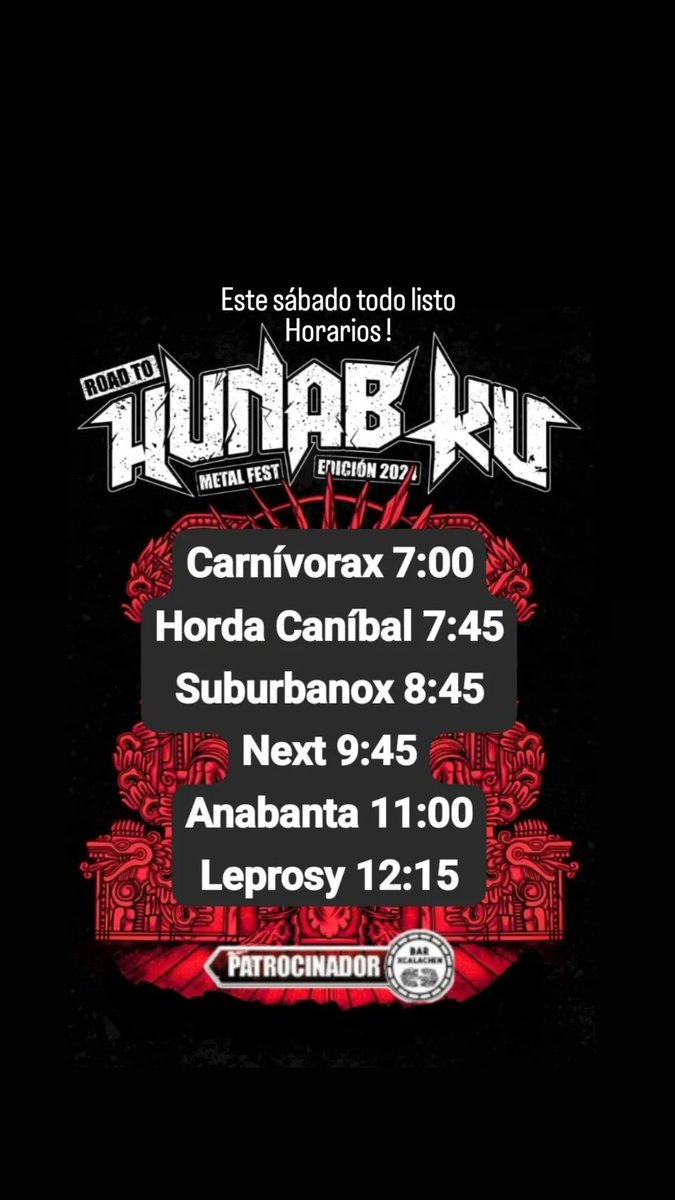 NEXTMETAL's tweet photo. Sábado 23 Noviembre 24. Mérida Yucatán.#hunabkumetalfest #hunabku #HunabKuFestival #nextmetalmexicano #leprosy #anabatha Club de Leones. https://t.co/BVCn6nHyac