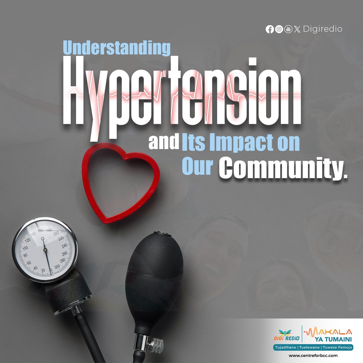 Makala Ya Tumaini (@makalayatumaini) on Twitter photo Hypertension is gradually creeping into our communities affecting people of all age groups due to changing lifestyles.This week on #MakalaYaTumaini, we are raising awareness about this silent killer. Please tune in to our Digiredio stations for more
<a href="/DigiRedio/">DigiRedio Social & Behaviour Change Platform</a> Hypertension is gradually creeping into our communities affecting people of all age groups due to changing lifestyles.This week on #MakalaYaTumaini, we are raising awareness about this silent killer. Please tune in to our Digiredio stations for more
<a href="/DigiRedio/">DigiRedio Social & Behaviour Change Platform</a>