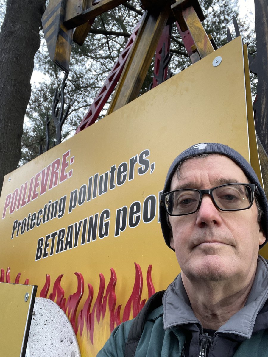 Not going gently into that dark night of Trump-lite in Canada. I’m currently chained to a replica oil jack blocking Pierre Poilievre’s driveway, calling him out for protecting polluters over people