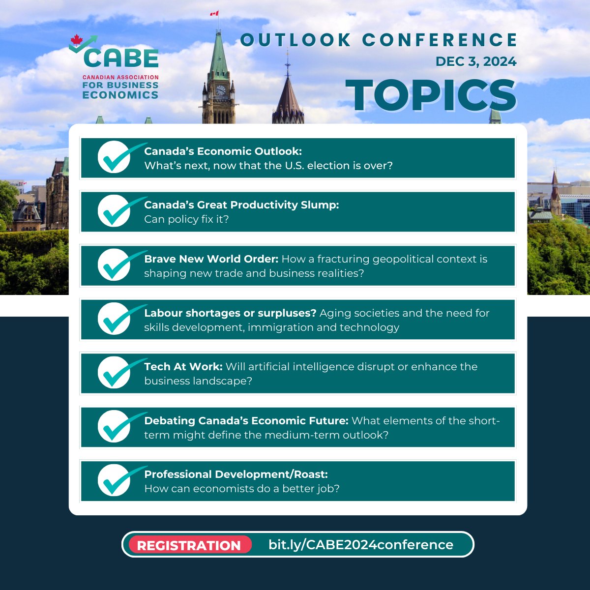 Announcing the panels for the CABE Outlook Conference on Dec 3rd in Ottawa. Get ready for a day packed with insights as we update our economic outlooks with some of the brightest minds in the business. REGISTER TODAY! bit.ly/CABE2024confer…
#cdnecon #CABE2024