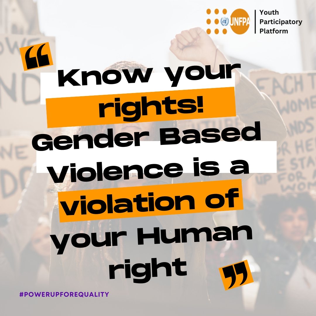 GBV is a violation of rights!
Let's take a stand against all forms of GBV, including domestic violence. Empower yourself and others—knowledge is power!

#powerupforequality #16daysofactivism  #endviolencenow #cybersafety #stopdomesticviolence #unfpayppllo