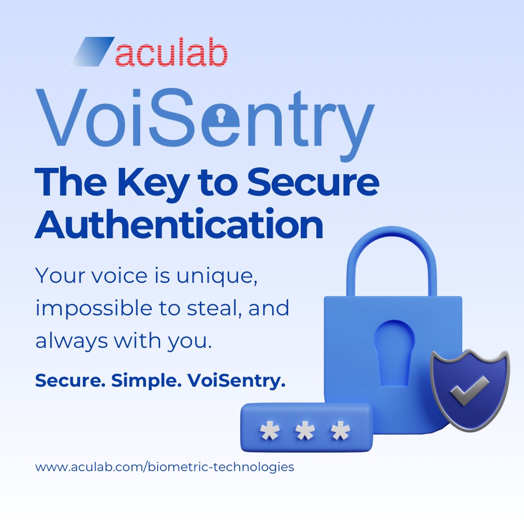 VoiSentry - The Key to Secure Authentication 🔐

Your voice is unique, impossible to steal, and always with you. Discover the simplicity and security of voice biometrics.

aculab.com/biometric-tech…

#VoiceBiometrics #Authentication #IdentityVerification #Biometrics #CyberSecurity