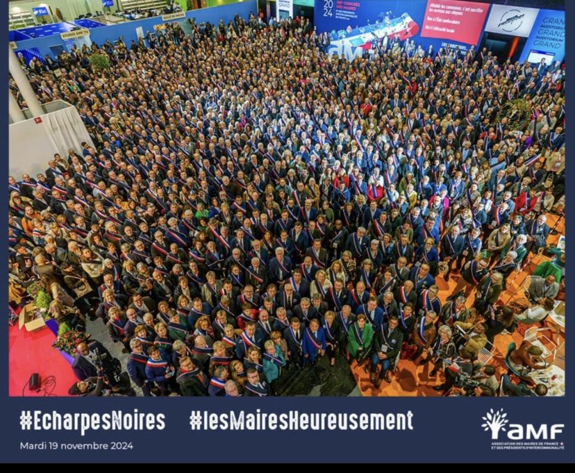 #congresdesmaires : les maires portent l’écharpe noire : symbole d’un cri d’alerte face à l’asphyxie budgétaire imposée par l’État. Services publics en danger, territoires abandonnés : il est temps de restaurer un vrai dialogue pour défendre nos communes ! #ÉcharpesNoires