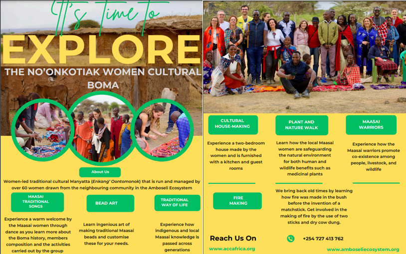 ACC_Africa's tweet photo. Enkang’ Oontomonok:  It's Time to Explore The No'onkotiak Women Cultural Boma, Amboseli - Kajiado County

The No'onkotiak Women Cultural Boma is a women-led traditional cultural Manyatta that is run and managed by over 60 women drawn from the neighbouring community in the Amboseli Ecosystem.

Come and experience Maasai Traditional Songs, Bead Art, Traditional Way of Life, Cultural House-making, Plant and Nature Walk, Maasai Warriors, and Fire-making among others.

#Conservation4Posterity

@Min_TourismKE @KajiadoGov @aetkenya @WWF_Kenya @MosaicIRD

@rebecca_miano @PSMuseiya @LWaruingi