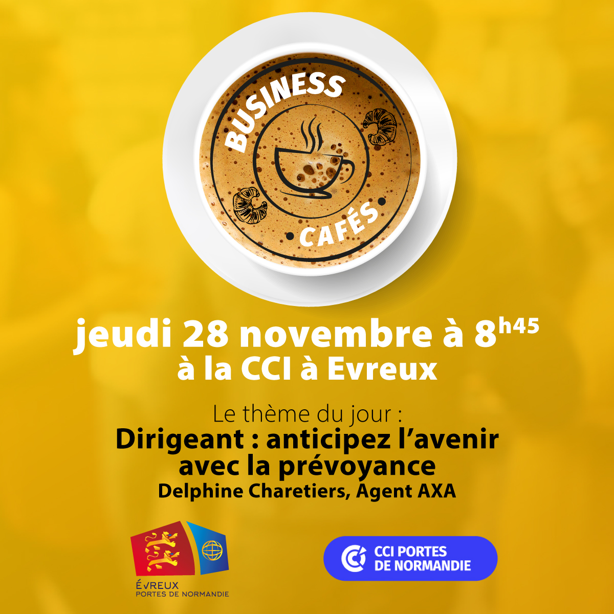 Dirigeant, avez-vous pensé à la prévoyance ?

Vous avez assuré vos biens mais qu’en est-il de vous ? Si un imprévu venait à bouleverser votre vie, quid de votre entreprise ?

RDV à notre prochain "Business Cafés" ☕ jeudi 28/11 à 8h45.

Inscription 👉 tinyurl.com/2bpt2ddh