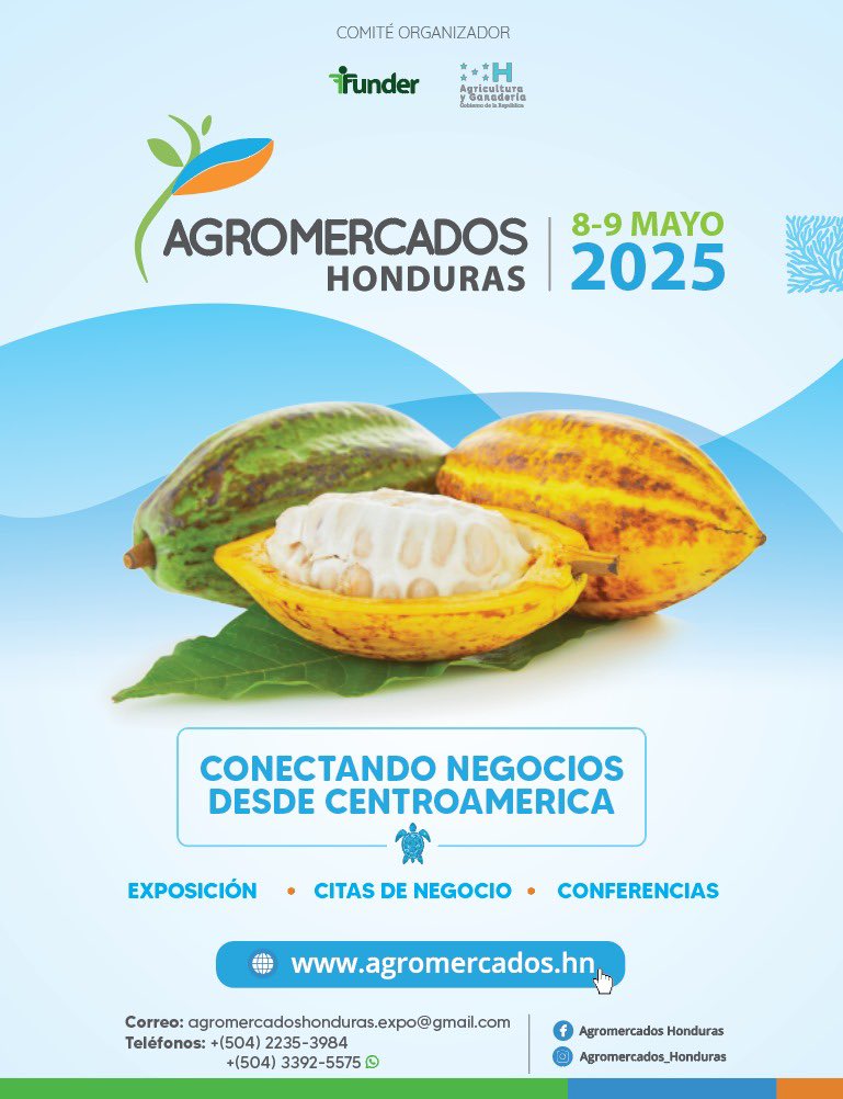FunderHonduras's tweet image. La 6 edición de Agromercados Honduras, está en marcha el 8 y 9 de mayo 2025, será en la ciudad de San Pedro Sula.
Secretaría de Agricultura y Ganadería #Funder #pequeñaagriculturaempresarial #honduras #empresarialrural #exportacion #negocios #agricultura