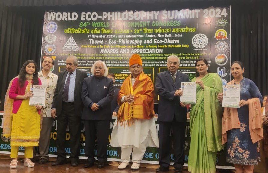 Proud to share that GGSSS Bela Road has been recognized and facilitated at the  World Eco-Philosophy Summit 2024, held during the 34th World Environment Congress at the India International Centre, Delhi.
Honored to contribute towards eco-sustainability and collective well-being!